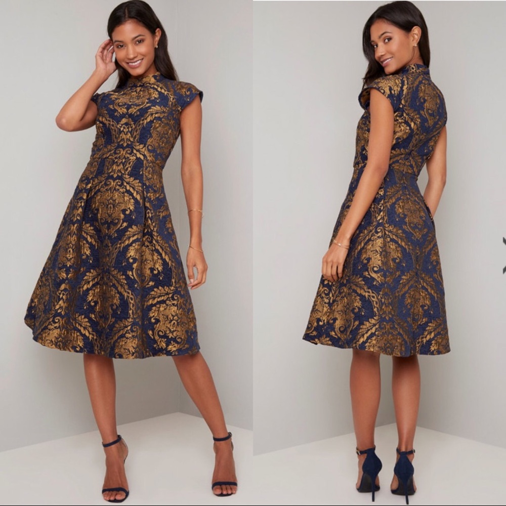 ASOS Blue And Gold Chi Chi London Leia Dress